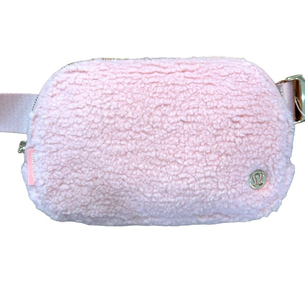 NEW LULULEMON Fleece Fur Everywhere Belt Bag - Pink Mist + Gold -NWT